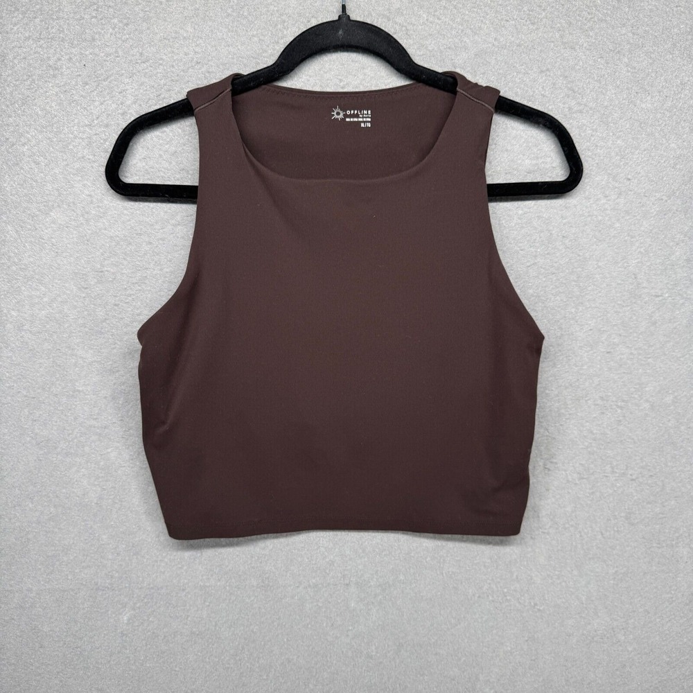 OFFLINE by Aerie Real Me XTRA High Neck Brown Sports Bra